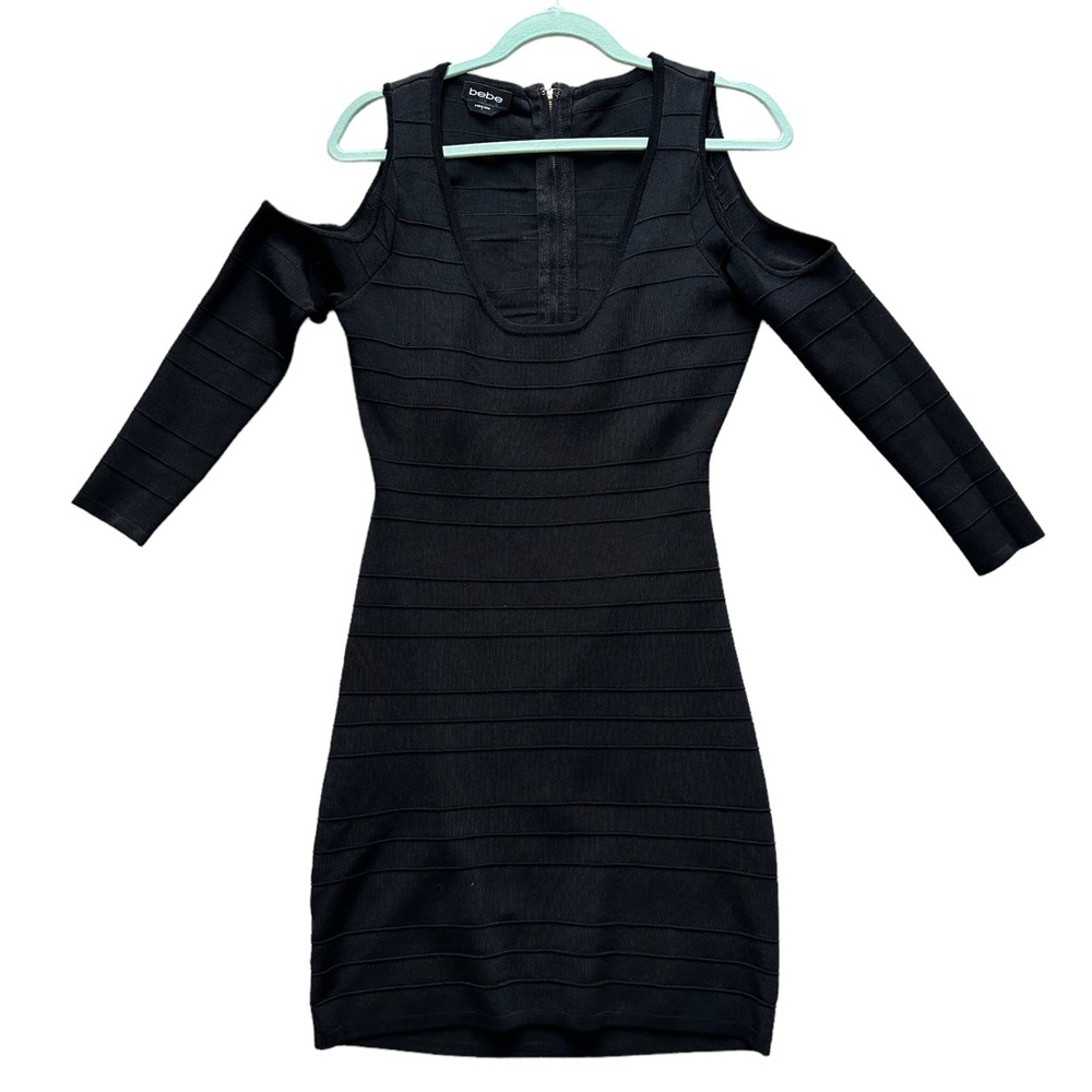 Bebe EUC Black Banded Cocktail Dress Sz L